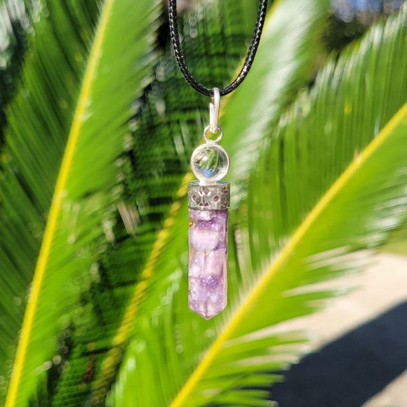 Lepidolite Orgonite Point Pendants - Picture 4 of 5